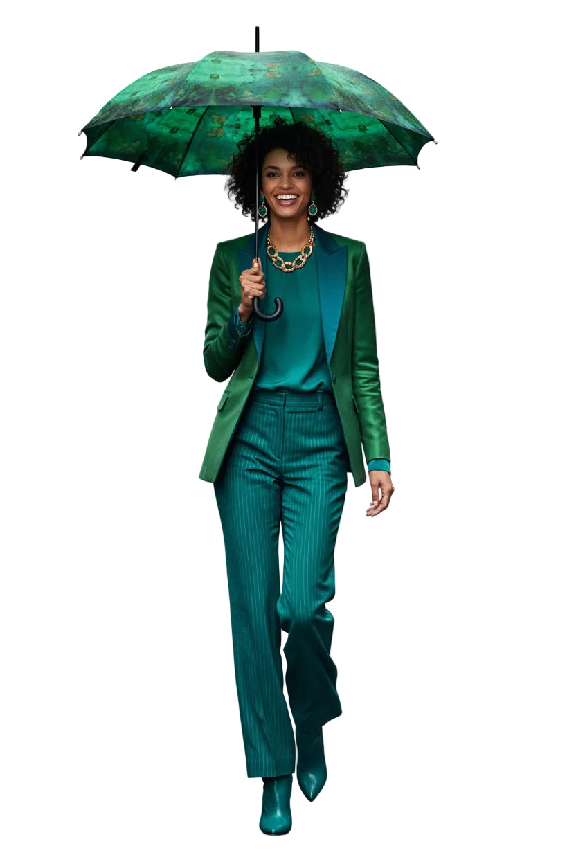 Umbrella Emerald Green & Forest Green Watercolour