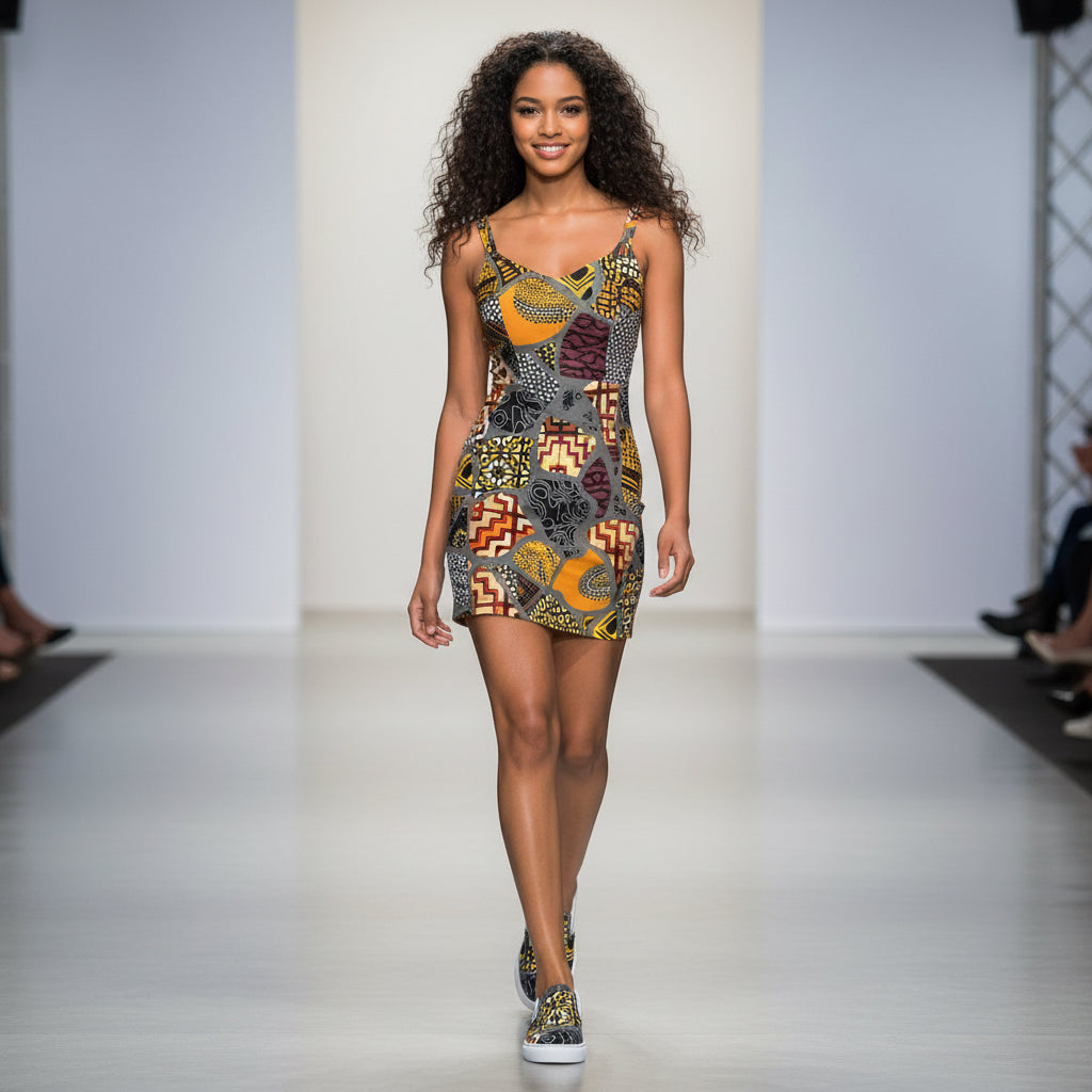 Women’s Afro Print Design 5 Slip Ons