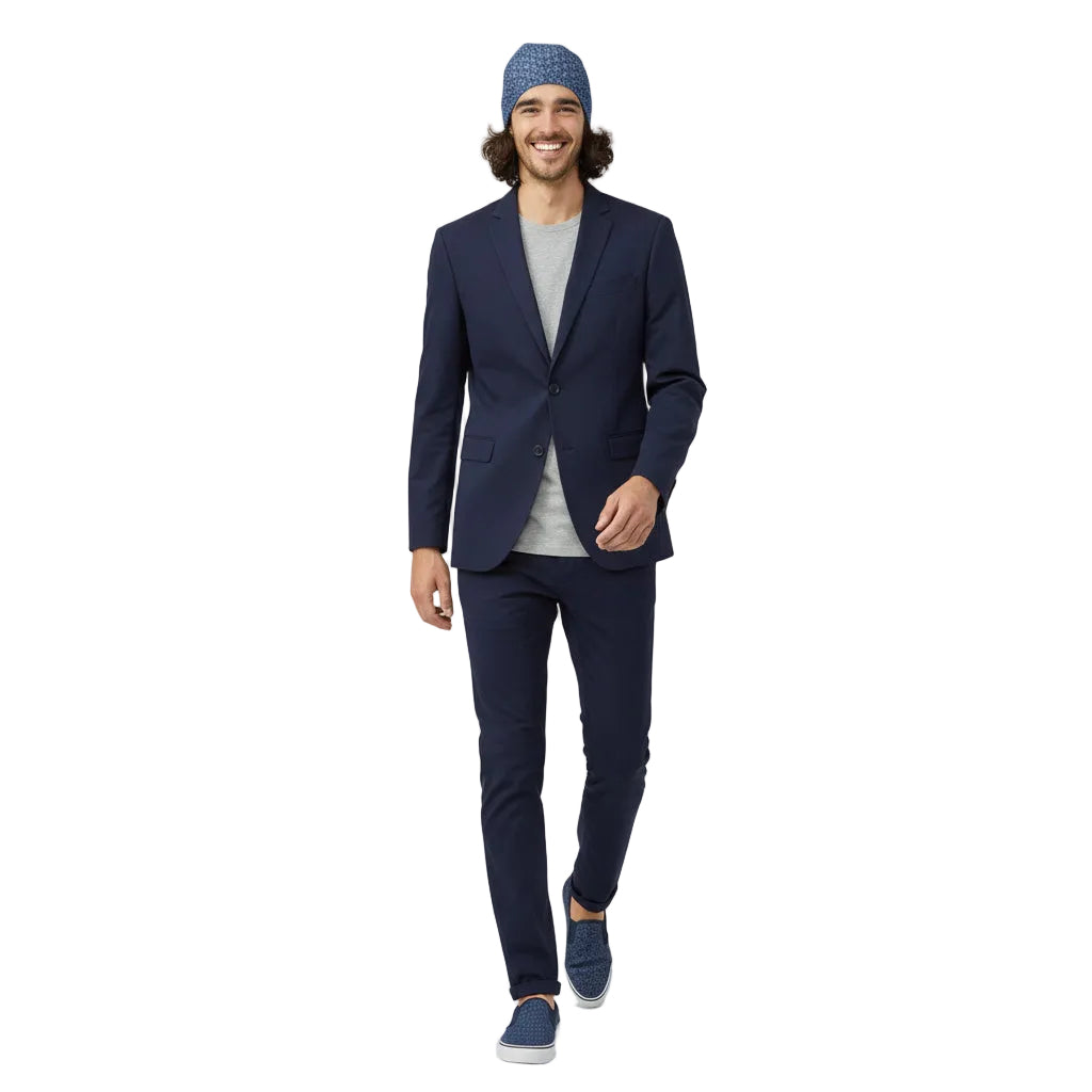 Beanie African Print Blue and white