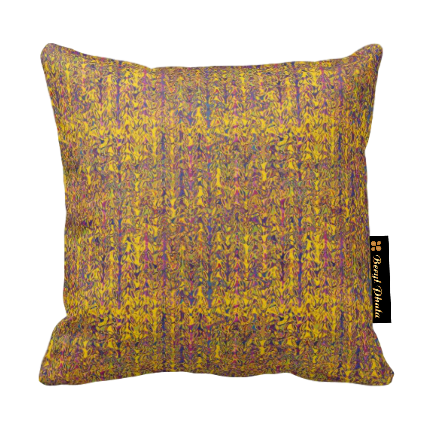 Cushion Yellow & Brown Gradient Fine Print Design