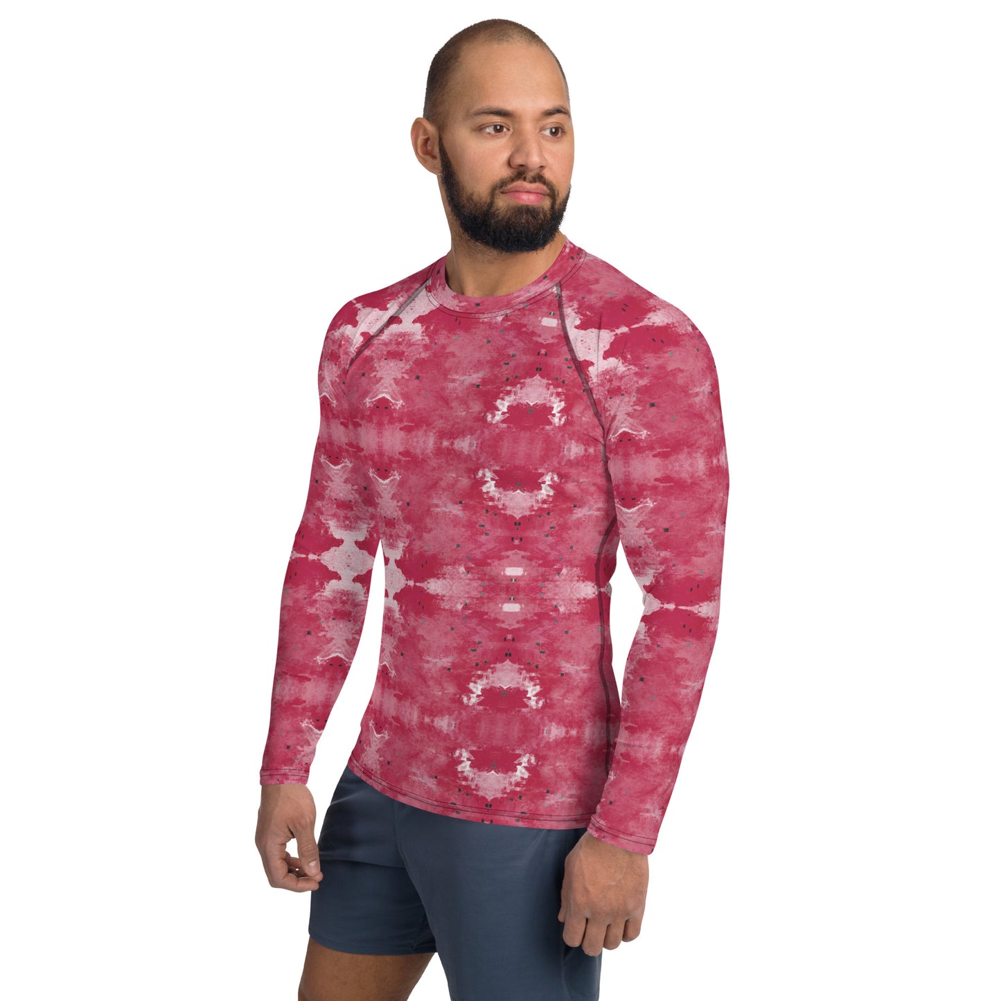 Men's Rash Guard Viva Magenta Texture 37 Metaverse