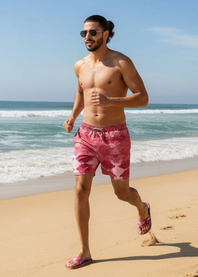 Men’s Recycled Swim Trunks Viva Magenta Texture 37 Mataverse