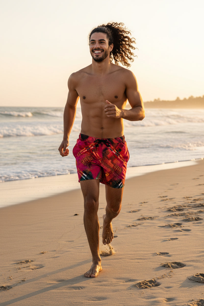 Men’s Recycled Swim Trunks Abstract Pink Print 7