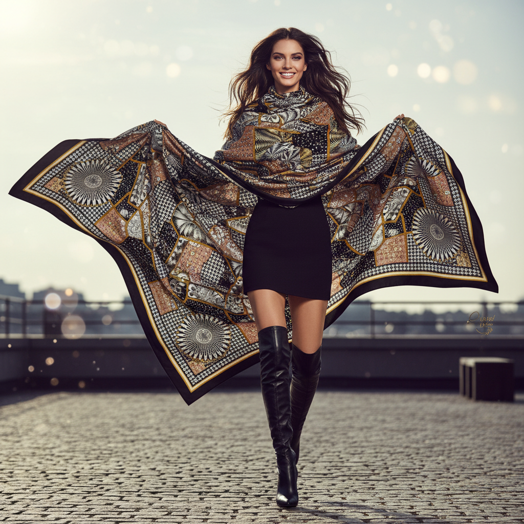 Multi Print with Cap Scarf6