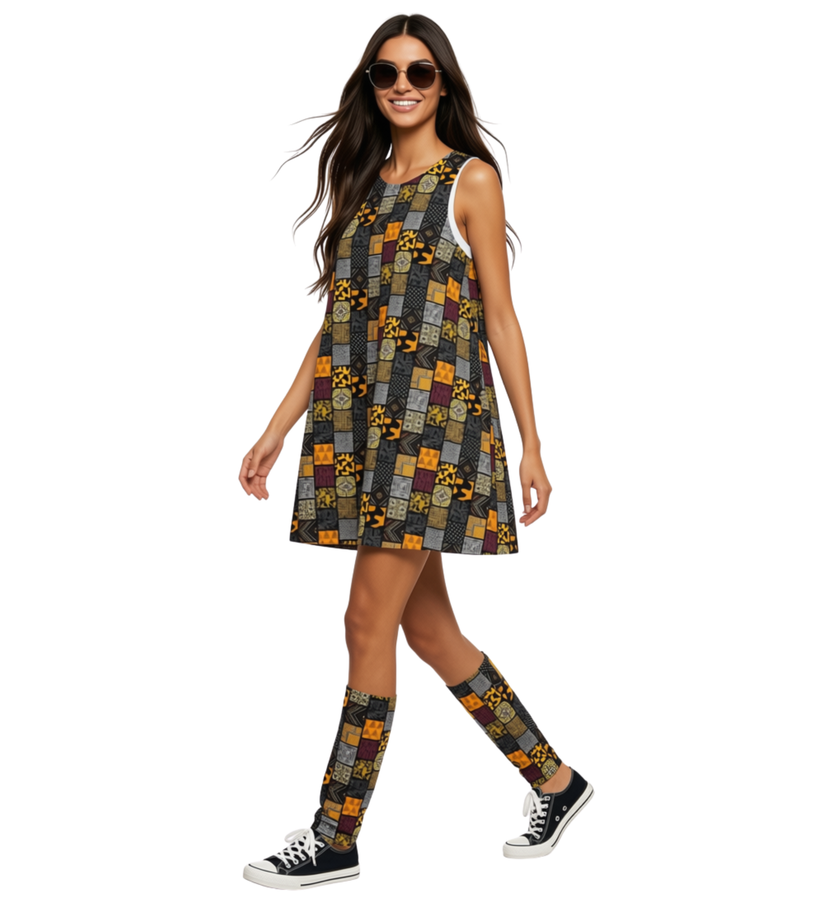 Afro Patchwork Print Design 8 A-Line Dress
