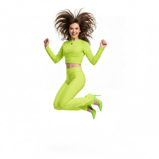 Flare Leggings Solid Neon Green