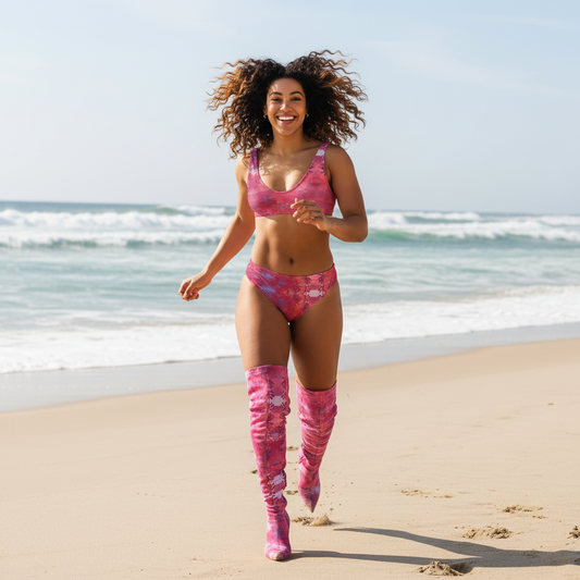 Recycled High-Waisted Bikini Viva Magenta Texture 17 - Metaverse