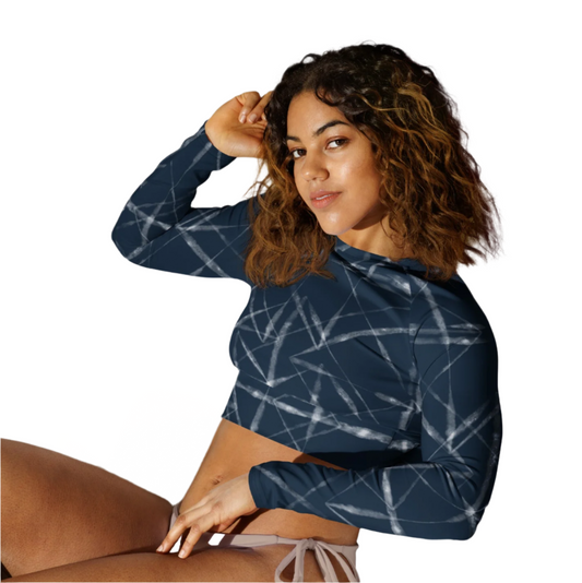 Recycled Long Sleeves Cropped Top Tie Dye Print #6