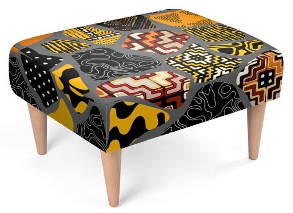 Footstool Afro Patchwork Print Design 1