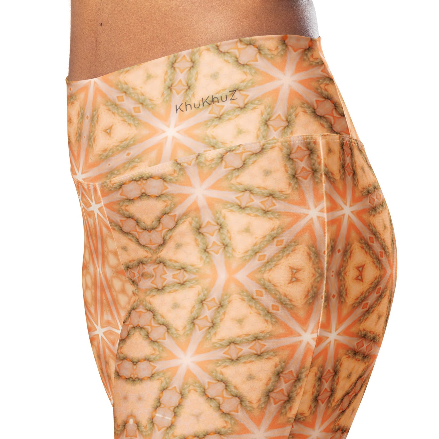 Flare Leggings Peach Fuzz Floral #1.8 KhuKhuZ