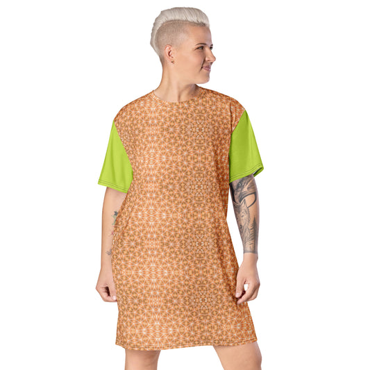 T-shirt Dress Peach Fuzz & Solid Neo Green