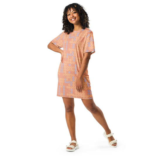 T-shirt Dress Peach Fuzz Print #4