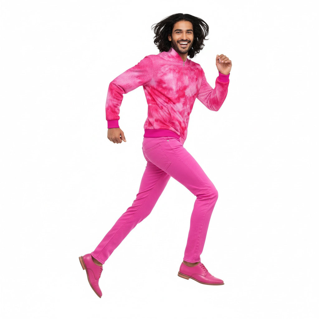 Unisex Bomber Jacket Viva Magenta Print #3