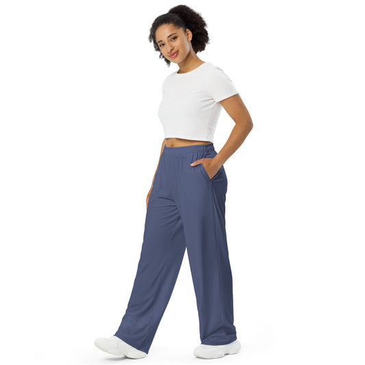 Unisex Wide-leg Pants Solid Future Dusk