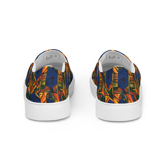 Women’s Slip-on Canvas Shoes African Print Blue 1