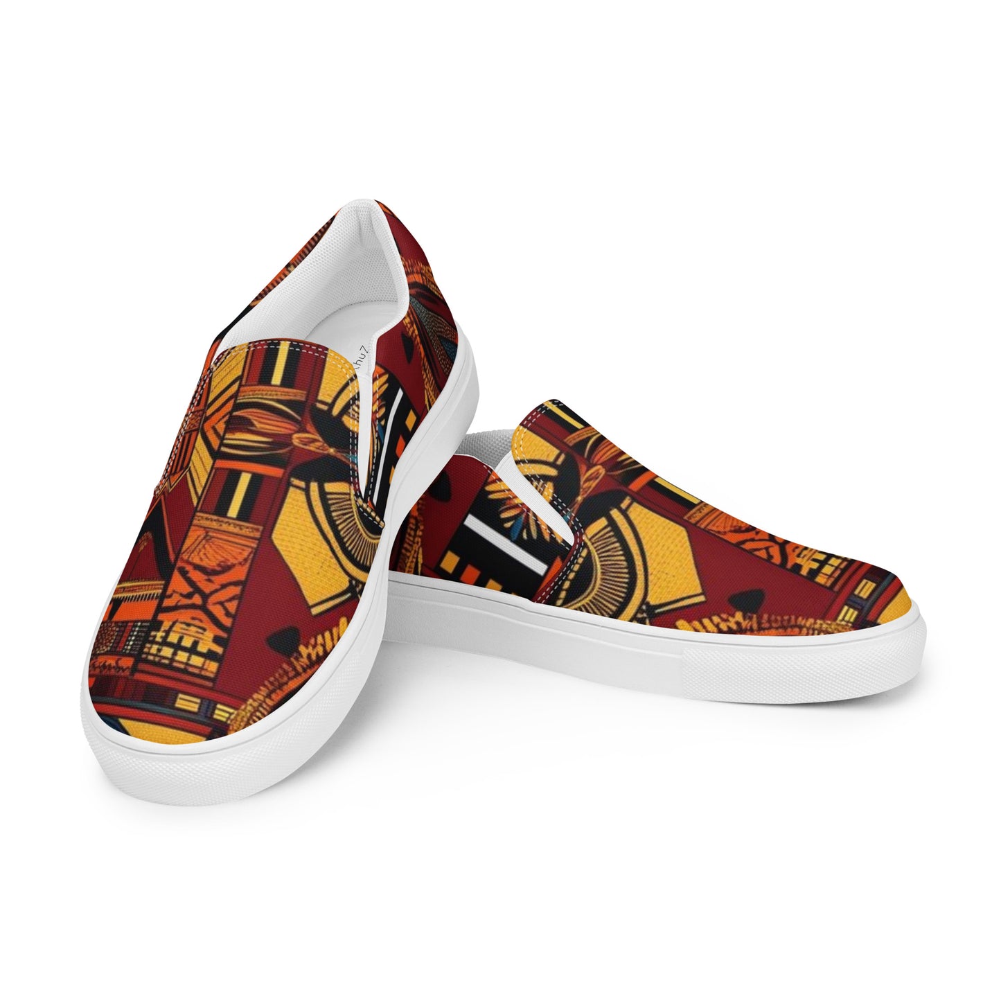 Women’s Slip-on Canvas Shoes African Print Orange 1