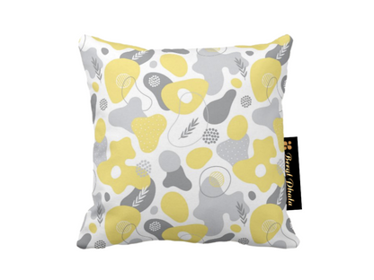 Yellow and Grey Print 1 Cushion