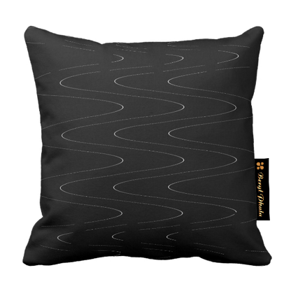 Monochrome Cushion - Waves Print Design