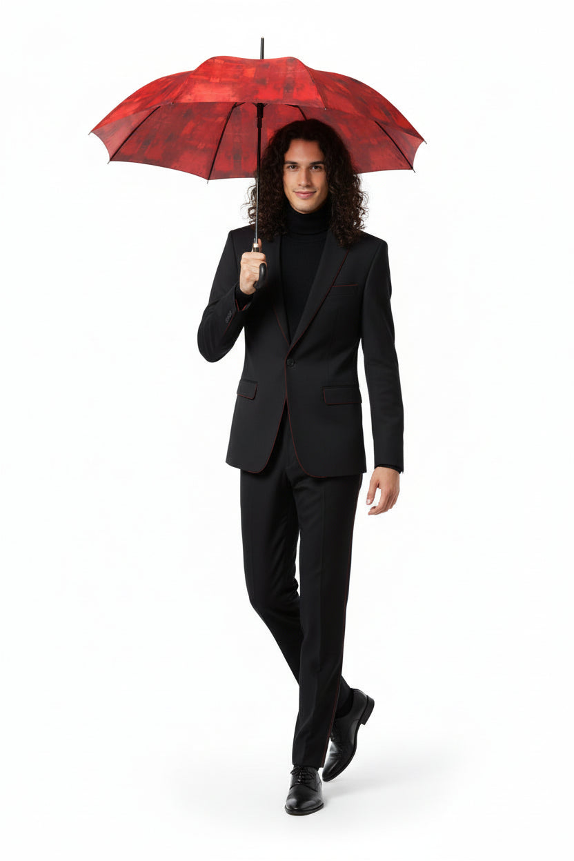 Umbrella Red & Black Watercolour