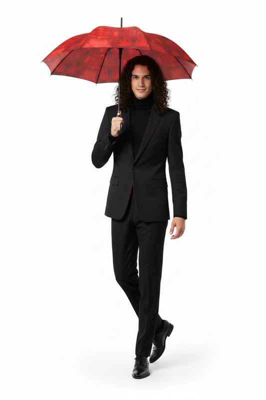 Umbrella Red & Black Watercolour