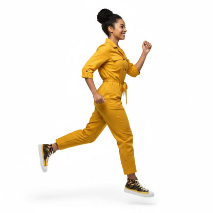 Women’s high top canvas shoes Afro Patchwork Print Design 9