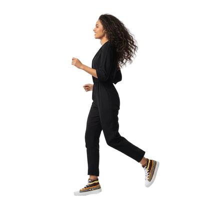 Women’s high top canvas shoes with Plain White Tongues Afro Print 9