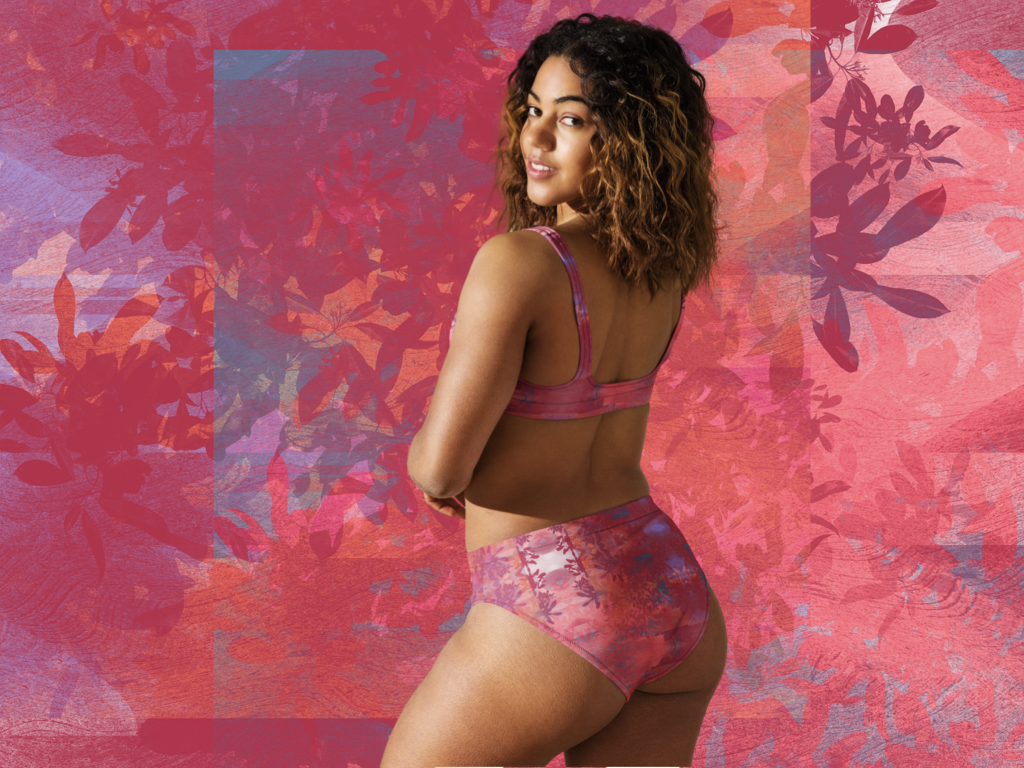 Recycled High-Waisted Bikini Viva Magenta Texture 17 - Metaverse
