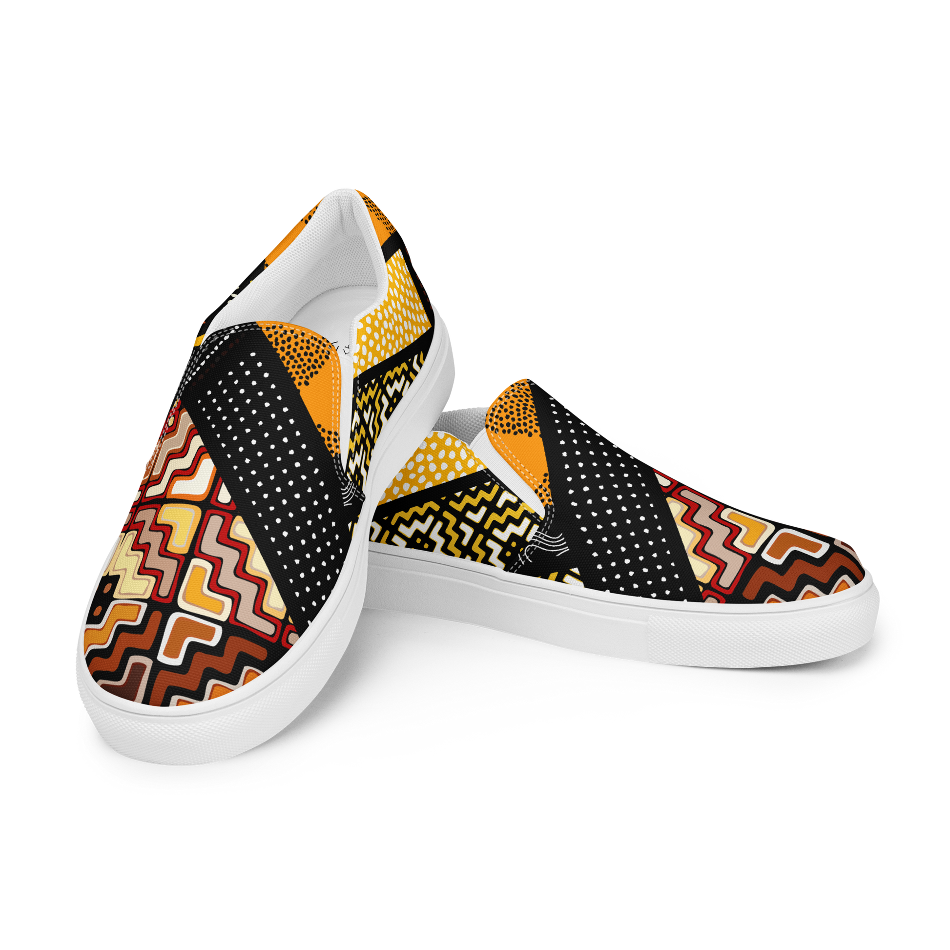 Women's Slip On Canvas Shoes Full Cover Afro Patchwork Print Design 2