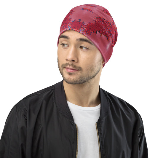 Beanie Viva Magenta Abstract Print Design 22.1 - Metaverse