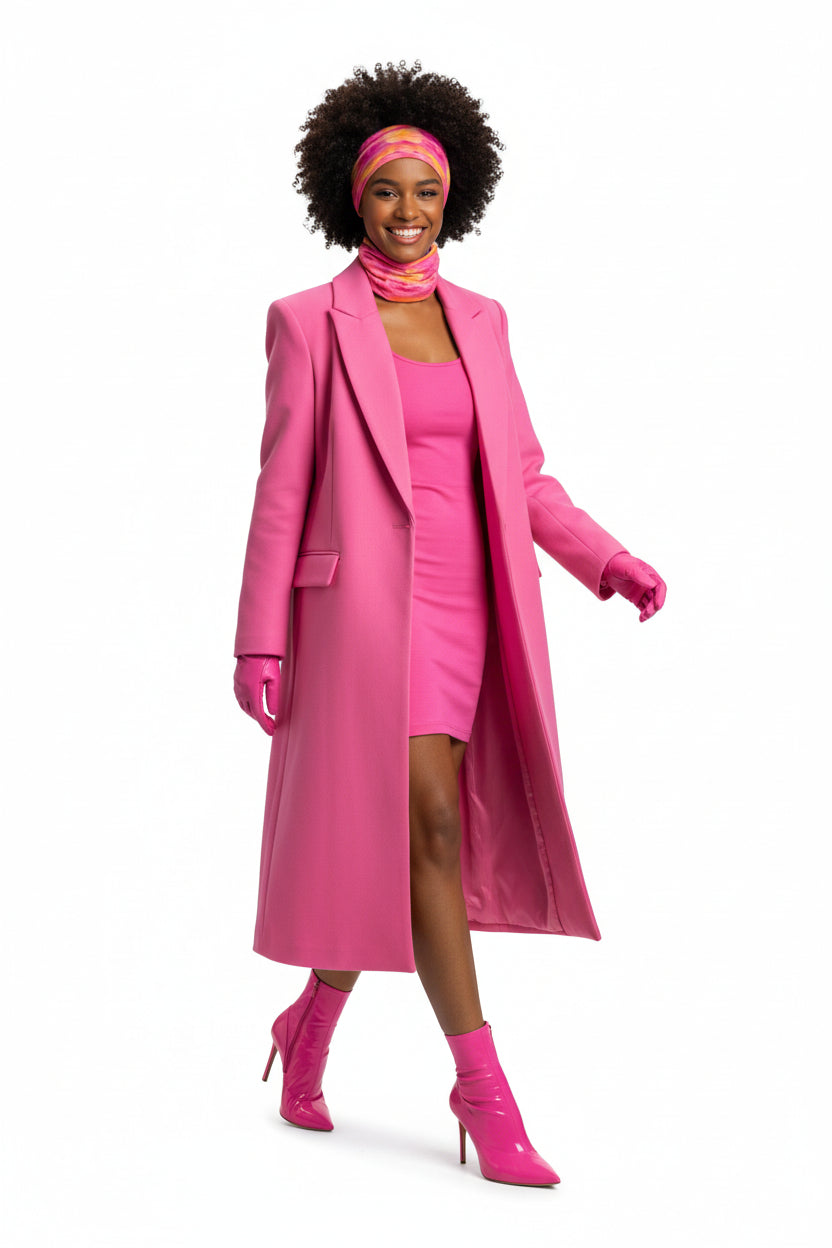 Neck Gaiter Barbie Pink and Yellow Viva Magenta Abstract Print 5.1