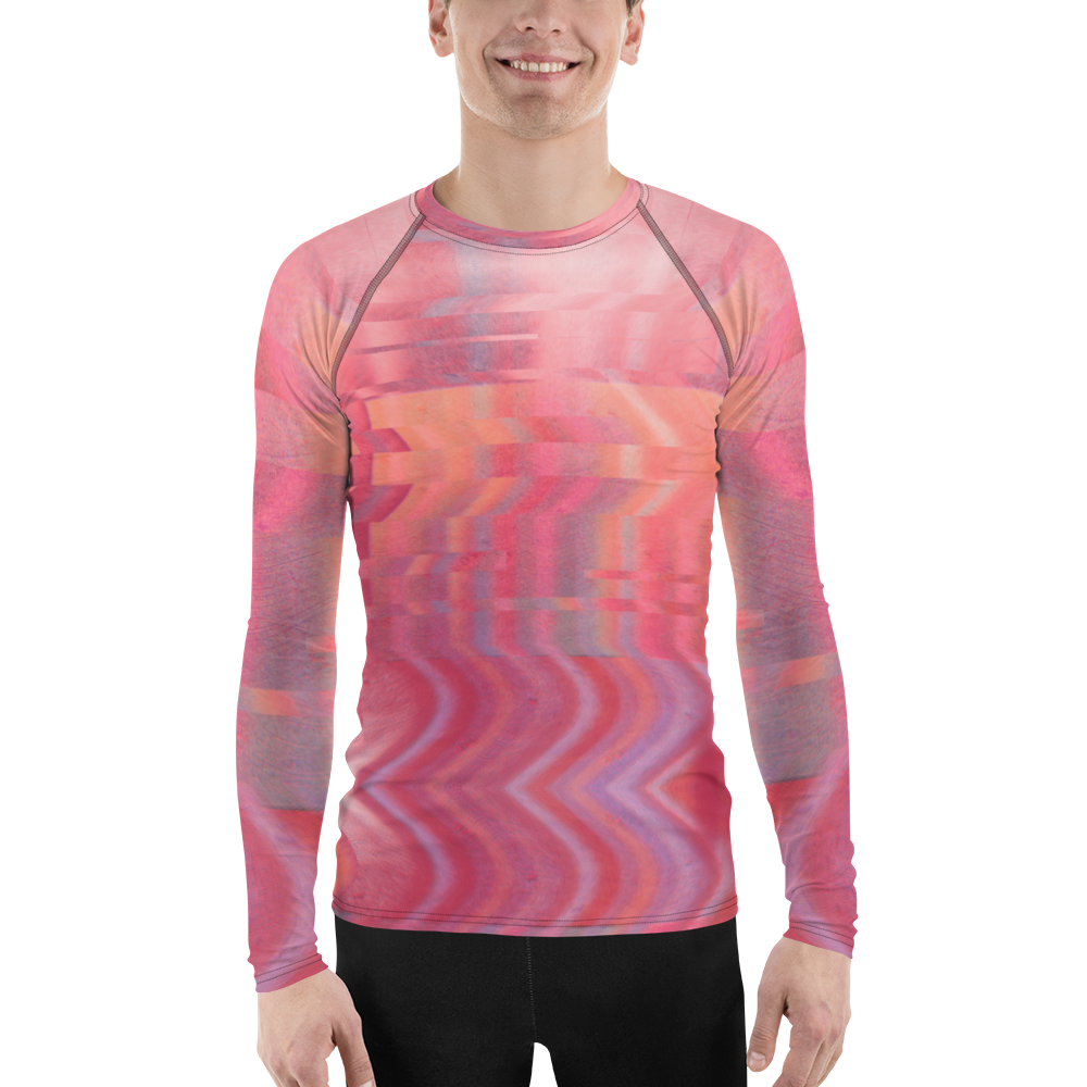 Men's Rash Guard Viva Magenta Texture 2 Metaverse