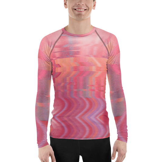 Men's Rash Guard Viva Magenta Texture 2 Metaverse