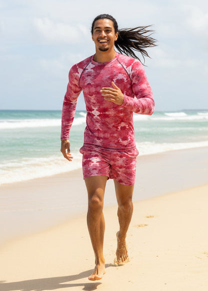 Men's Rash Guard Viva Magenta Texture 37 Metaverse