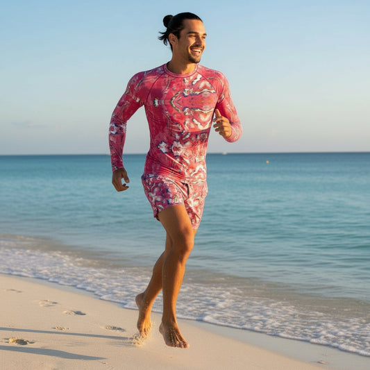 Men's Rash Guard Viva Magenta Texture 39 Metaverse