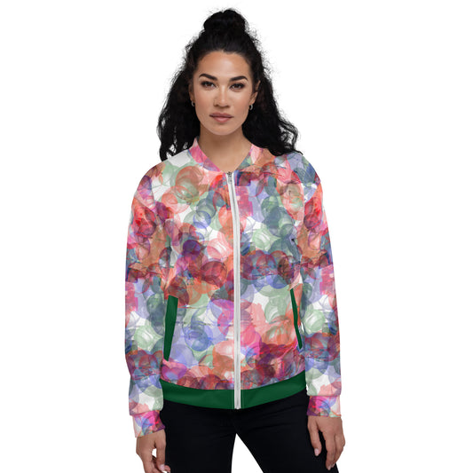 Unisex Bomber Jacket Viva Magenta Texture 24 Military Green