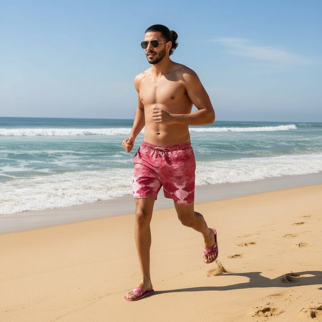 Men’s Recycled Swim Trunks Viva Magenta Texture 37 Mataverse