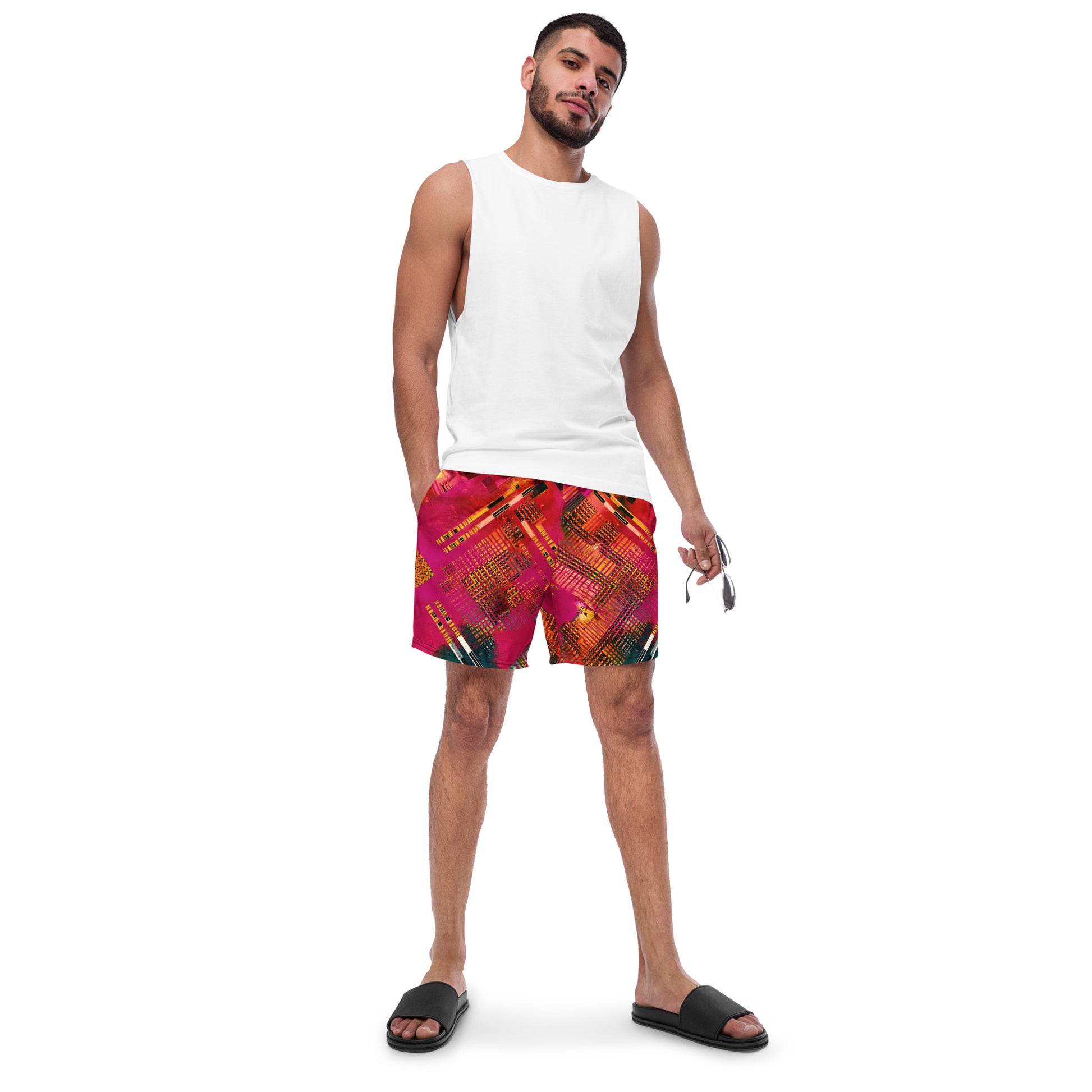 Men’s Recycled Swim Trunks Abstract Pink Print 7