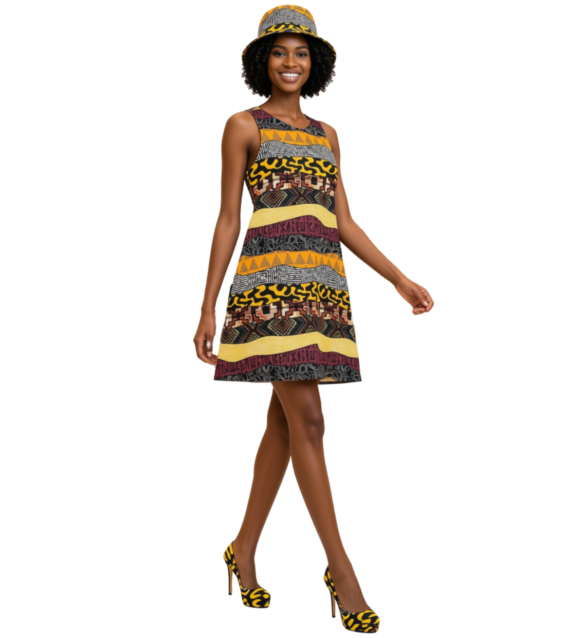 Afro Patchwork Print Design 4 A-Line Dress
