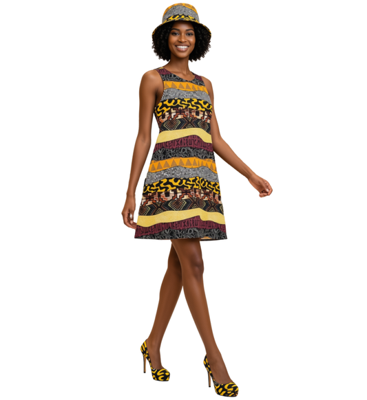 Afro Patchwork Print Design 4 A-Line Dress