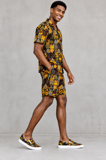 Men’s Afro Print Design 6 Slip Ons