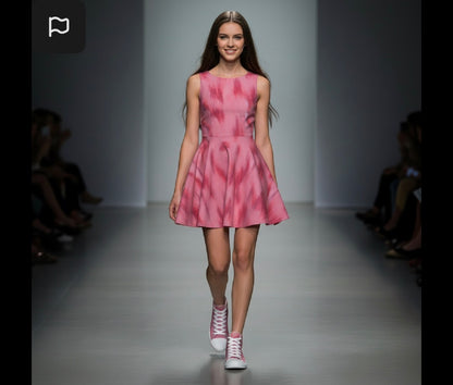 Women’s High Top Canvas Shoes Viva Magenta Texture 8 Metaverse.