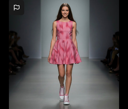 Women’s High Top Canvas Shoes Viva Magenta Texture 8 Metaverse.