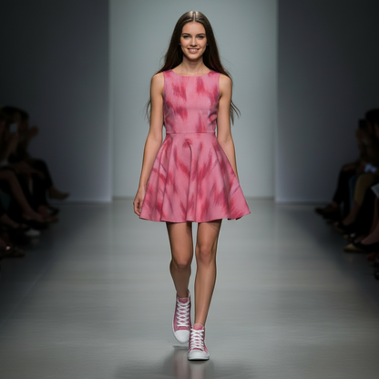 Women’s High Top Canvas Shoes Viva Magenta Texture 8 Metaverse.