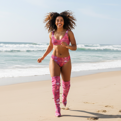 Recycled High-Waisted Bikini Viva Magenta Texture 17 - Metaverse