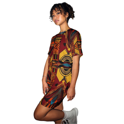 T-shirt Dress African Print Mocha Mousse