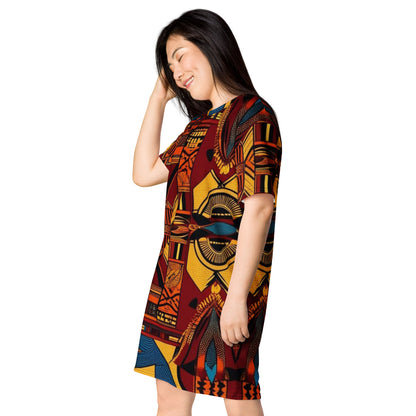 T-shirt Dress African Print Mocha Mousse