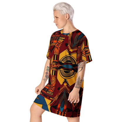 T-shirt Dress African Print Mocha Mousse