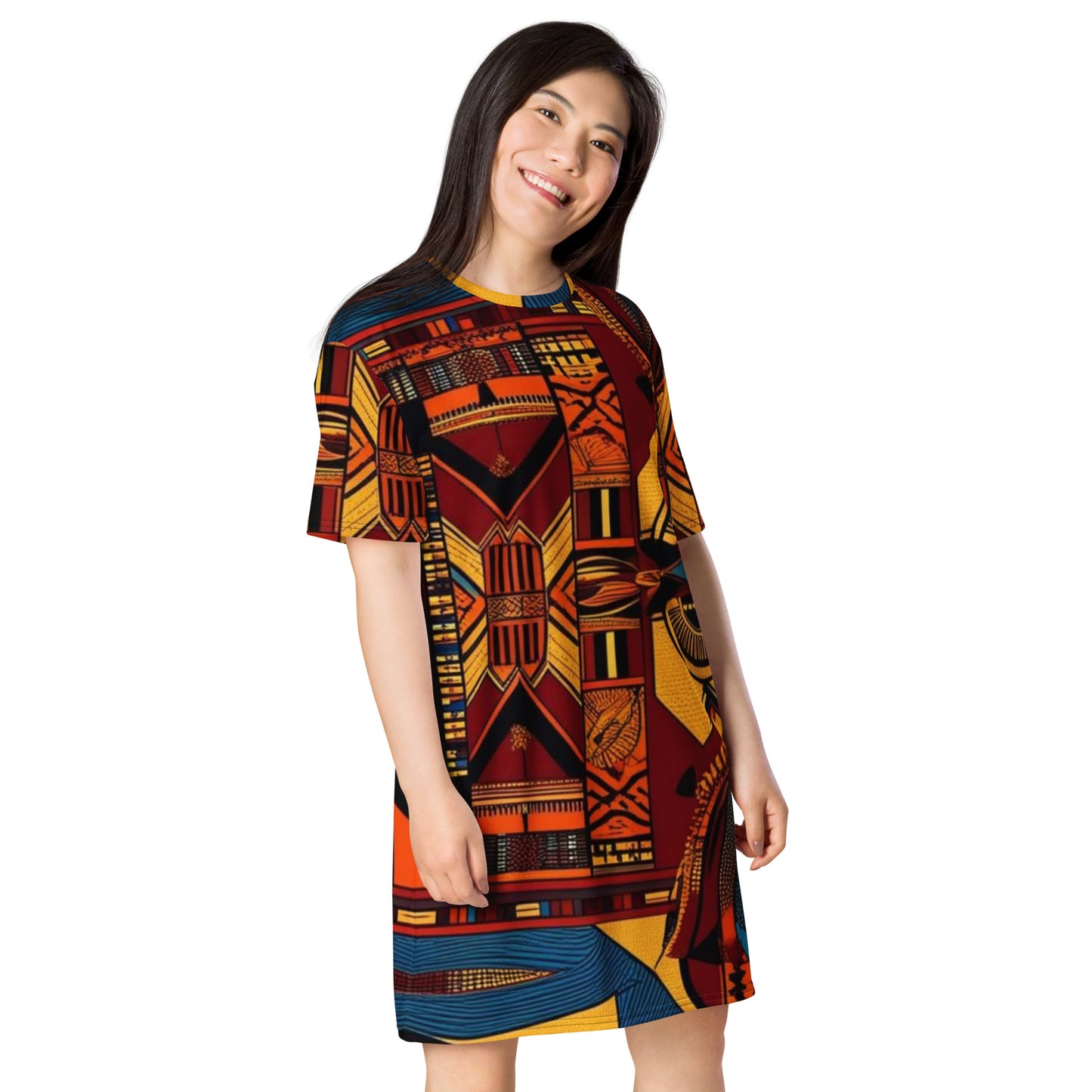 T-shirt Dress African Print Mocha Mousse