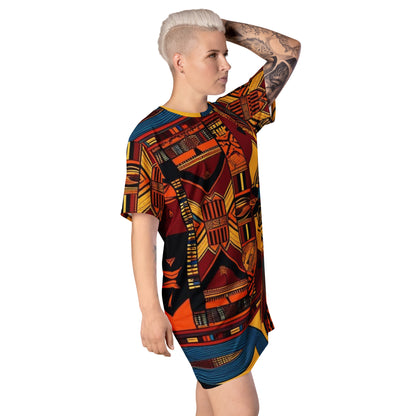 T-shirt Dress African Print Mocha Mousse