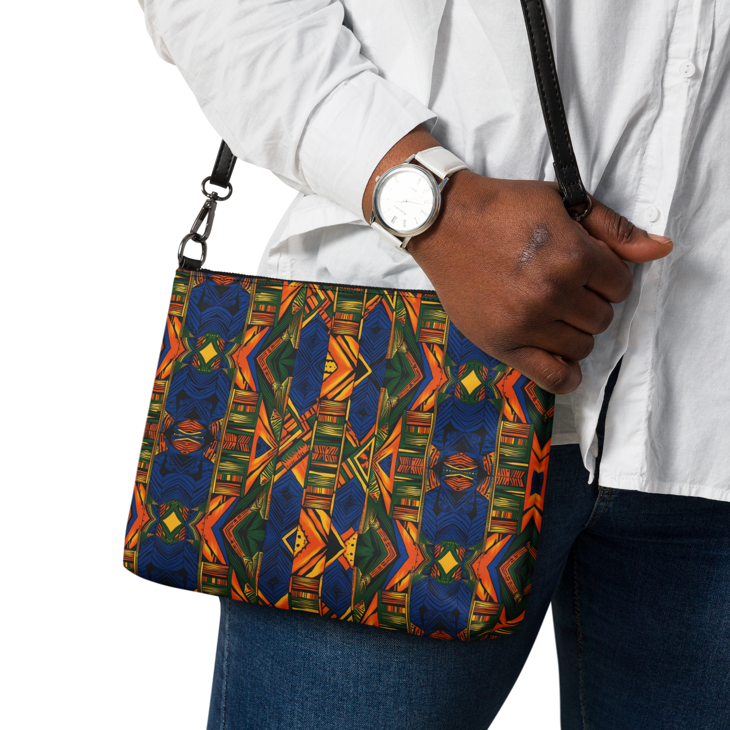 Crossbody Bag African Print Blue